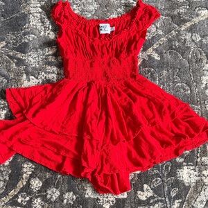 Princess Polly Red Smocked Mini Romper size 0